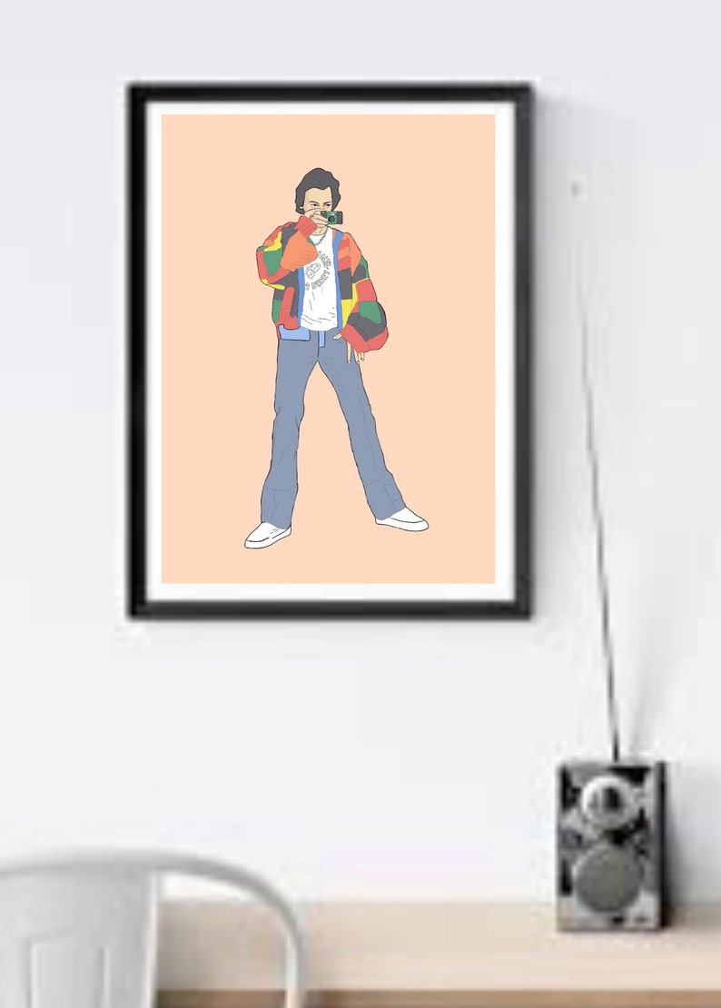 printable digital poster print HARRY STYLES music fashion alternative PORTRAIT in yellow