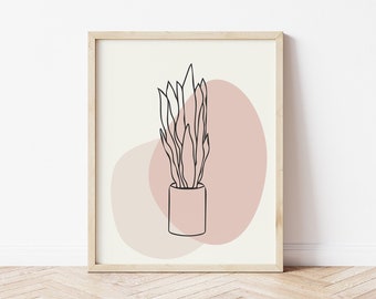 Snake Plant Wall Art - Pink