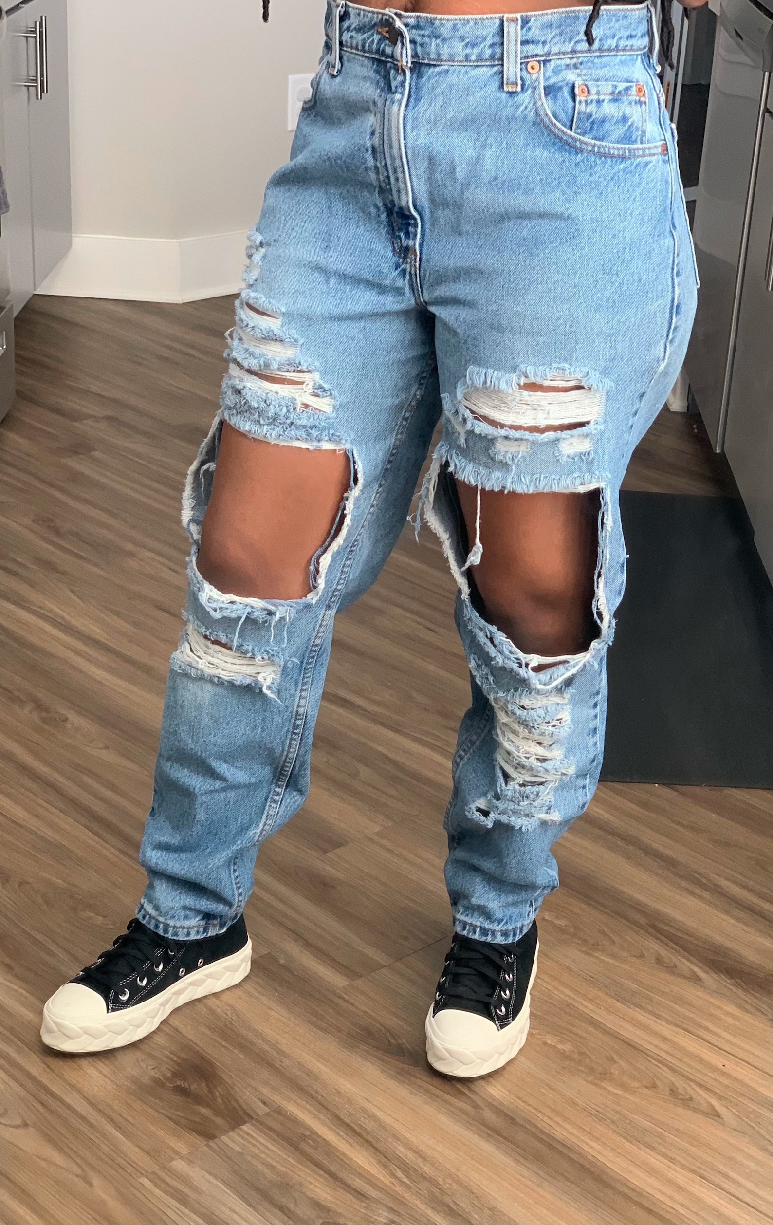 black denim mom jeans