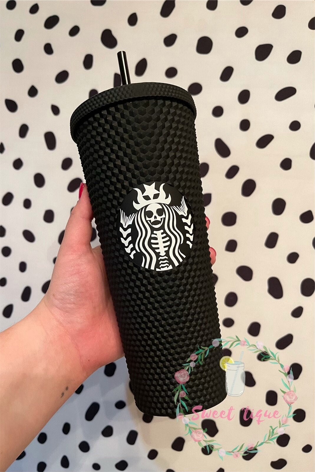 Matte Black Studded Tumbler Starbucks Matte Black Studded Tumbler Evil Siren Tumbler Valentine s Day Gift Vday Gift for Her Gift Etsy