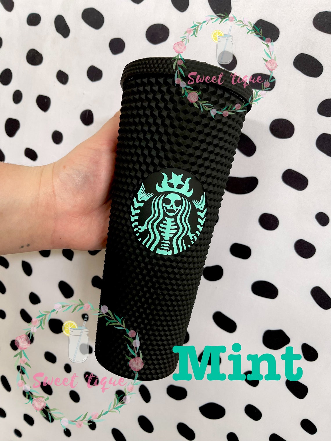 Matte Black Studded Tumbler Starbucks Matte Black Studded Etsy