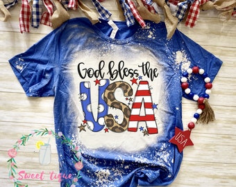 God Bless The USA - God Bless The USA Shirt - Women's USA Shirt - Bleached U.S.A Shirt - Women's Bleached usa Shirt - Bleached America Shirt