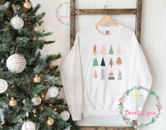 Pastel Christmas Tree Christmas Tree Sweatshirt Girly Christmas Sweater Christmas Sweatshirt Christmas Tree Boutique Sweatshirt Etsy