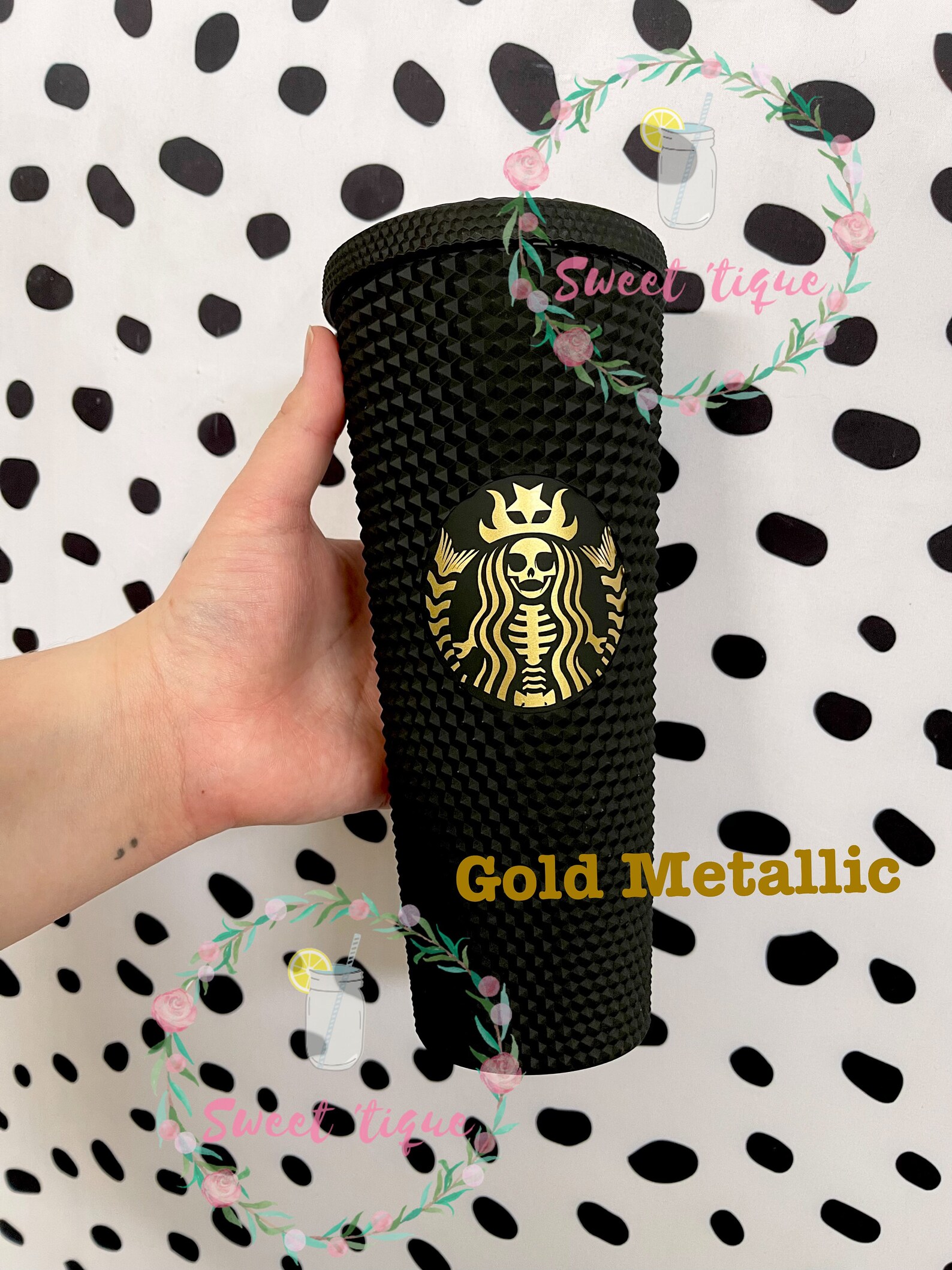 Matte Black Studded Tumbler Starbucks Matte Black Studded Etsy
