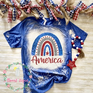 America Shirt - Women's Patriotic Shirt - Women's 4th of July Shirt - Ladies 4th of July Shirt - Bleached 4th of July Shirt - Independence -