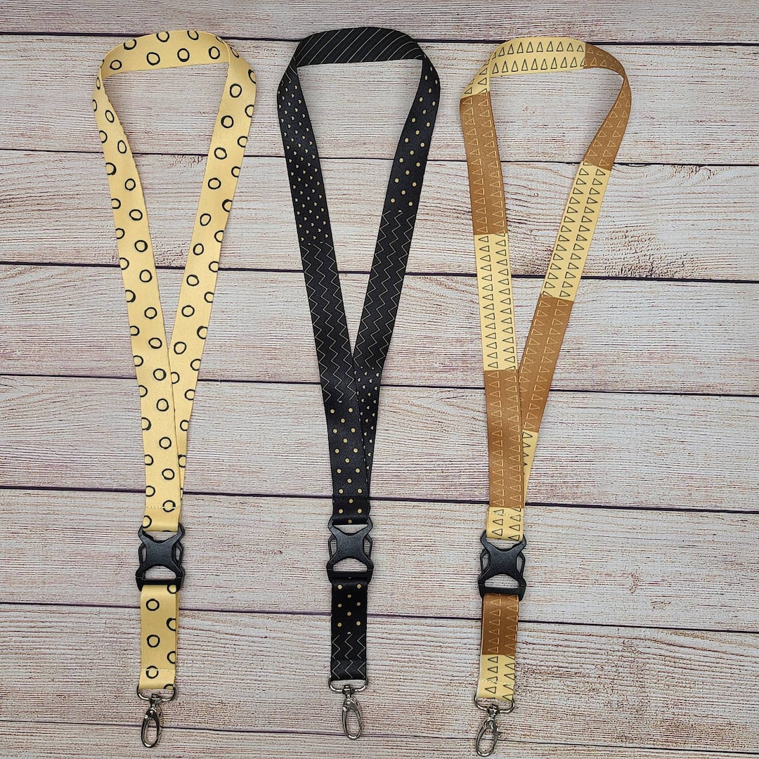 Abstract Gold and Black Lanyard Keychain Badge Holder Gift Etsy