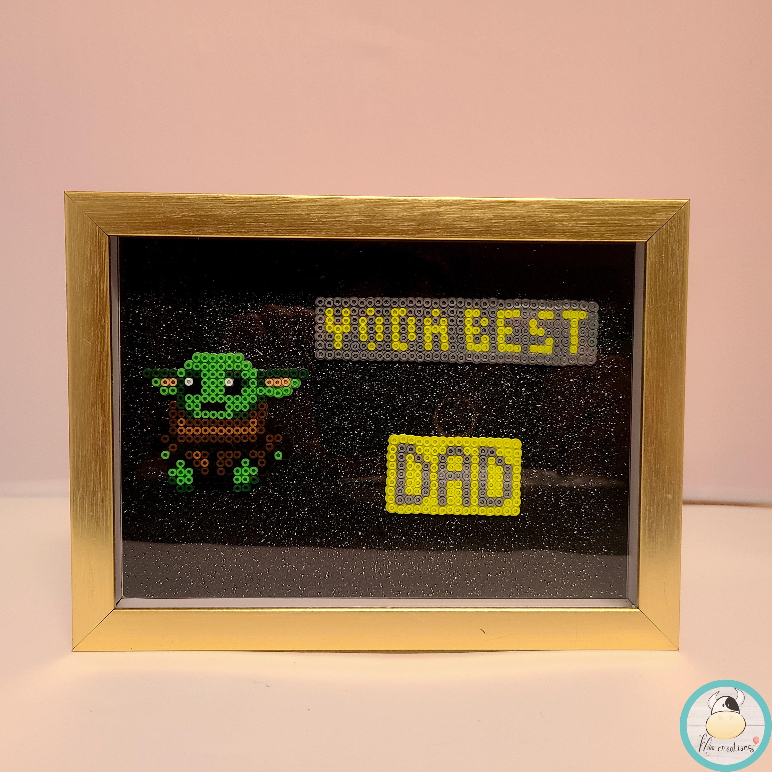Yoda Best Dad father's Day Gift shadow box Perler beads Etsy