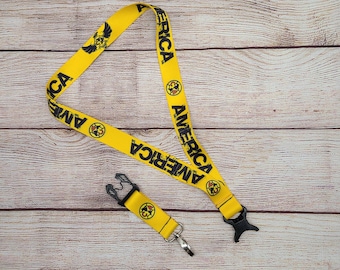 Futbol soccer team America lanyard keychain badge holder