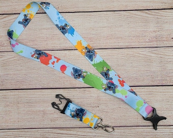 Sleutelkoord sleutelhanger Stitch, Lilo & Stitch, badgehouder, steeksleutelhanger, steeksleutelkoord cadeau-idee kousenvuller kinderen meisjes vriendin