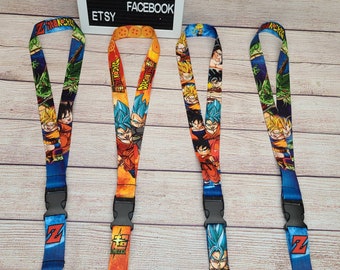 Dragon Ball Lanyard Keychain Goku Vegeta Badge holder, id holder, anime gift, Goku Super Saiyan God gift idea, gift for men, teen, boyfriend