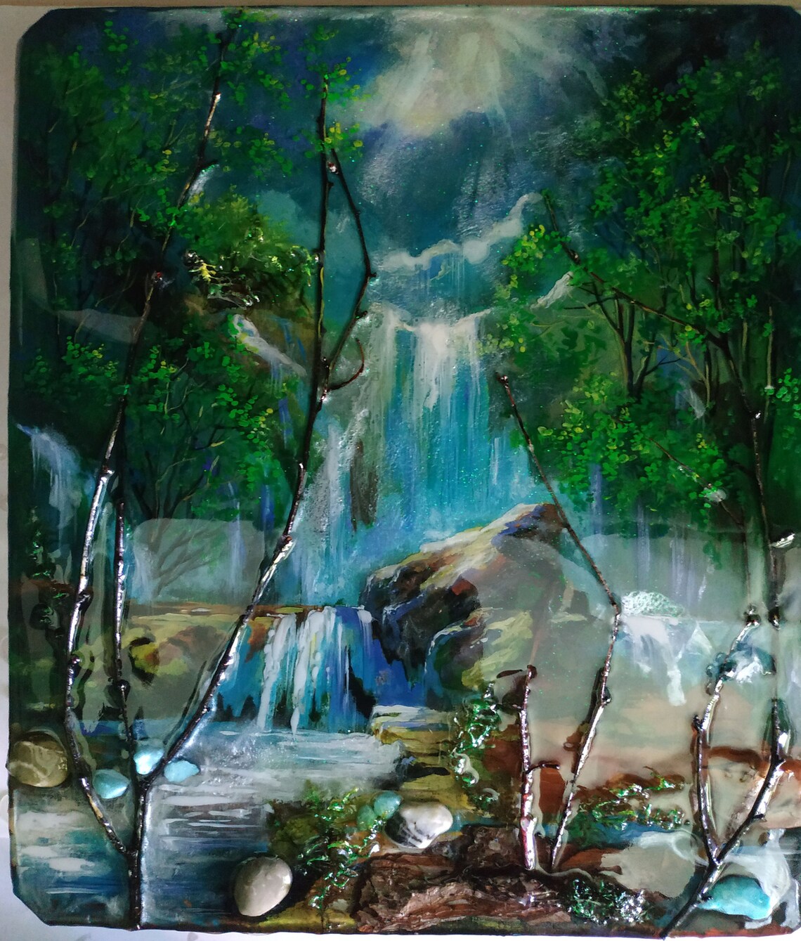 Waterfall Epoxy Resin and Acrylic Author's Work Epoxy Etsy