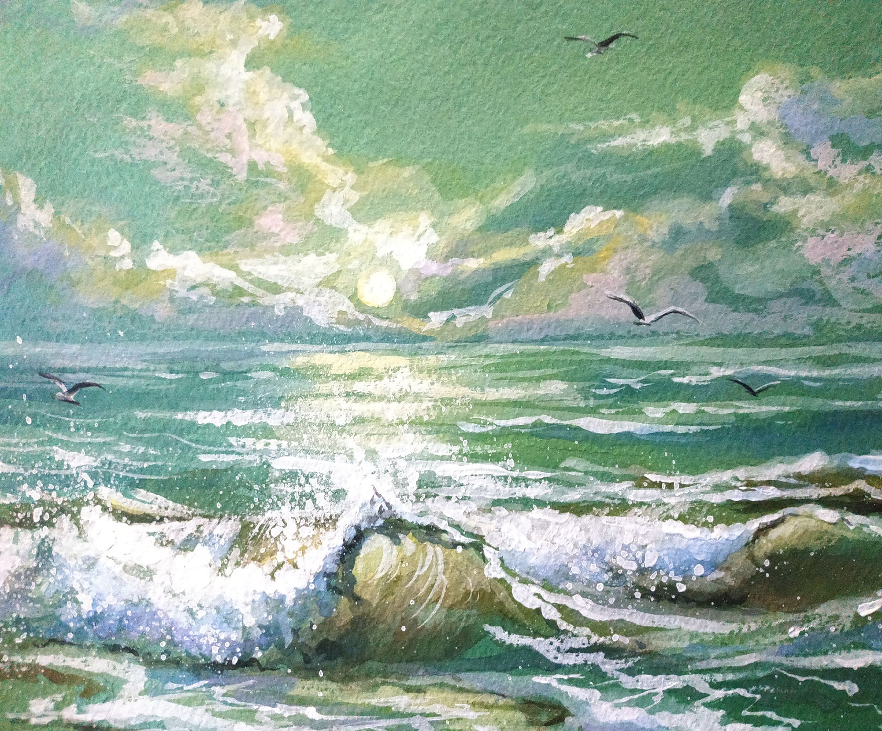 Seashore Original Art Watercolor Painting with Seascape on Etsy