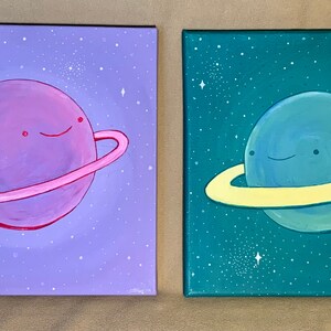 Planet Friends - original painting, ready to hang