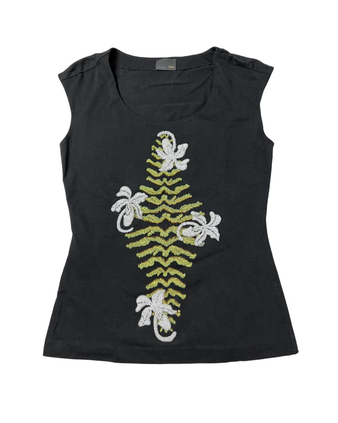 トップス FENDI 2004 Beaded Floral Tank top Y2K Rare 2004 Fendi Beaded Floral Tank Top | S M Y2K Archive Coquette