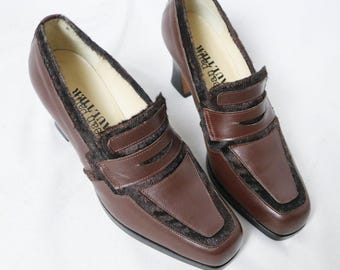 靴 00s archive PRADA square leather shoes 00's PRADA square toe leather shoes / olive green / size 9