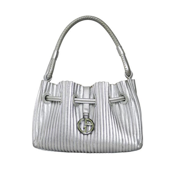 rare Giorgio Armani silver pleated leather bag