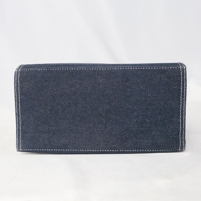 Iconic Courreges Logo Denim Tote Bag | 00s Archive Avant Garde Embroidered Logo Handbag image 6