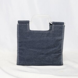 Iconic Courreges Logo Denim Tote Bag | 00s Archive Avant Garde Embroidered Logo Handbag image 4