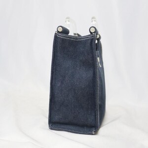 Iconic Courreges Logo Denim Tote Bag | 00s Archive Avant Garde Embroidered Logo Handbag image 3