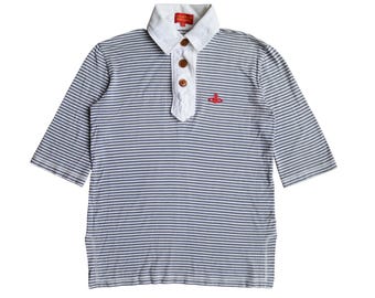 Vivienne Westwood Red Label gestreiftes besticktes Logo-Poloshirt - Größe M