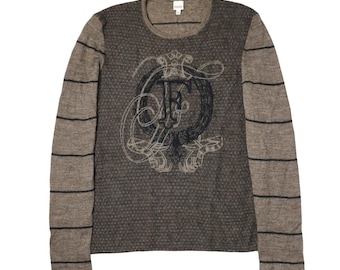 Gianfranco Ferré Embroidered Logo Wool Blend Knit Sweater - Size M L Unisex Striped Knitwear