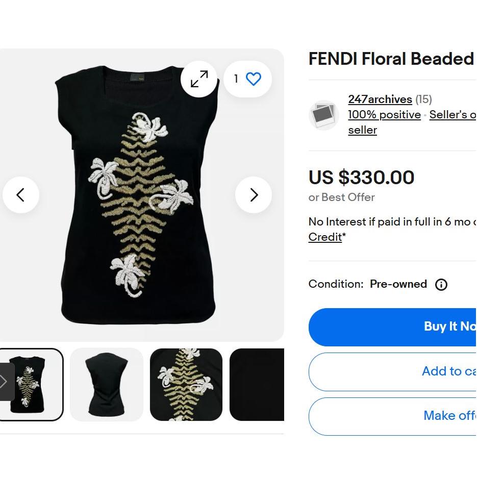 トップス FENDI 2004 Beaded Floral Tank top Y2K Rare 2004 Fendi Beaded Floral Tank Top | S M Y2K Archive Coquette