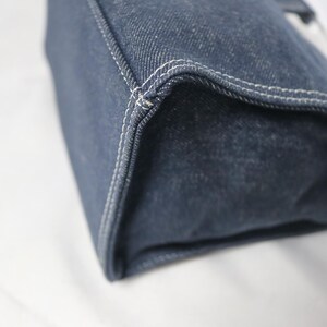 Iconic Courreges Logo Denim Tote Bag | 00s Archive Avant Garde Embroidered Logo Handbag image 9