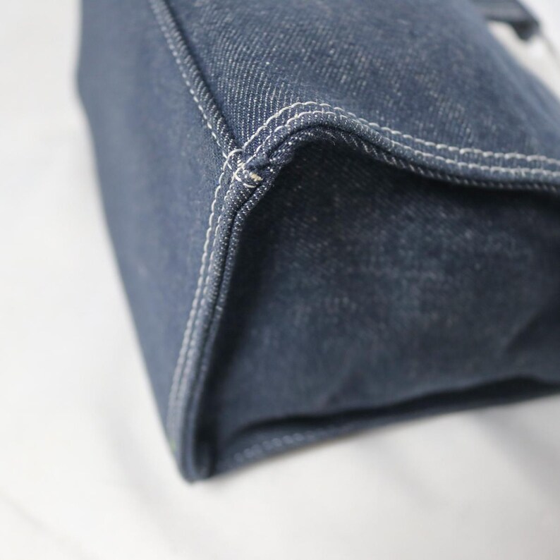 Iconic Courreges Logo Denim Tote Bag | 00s Archive Avant Garde Embroidered Logo Handbag image 9