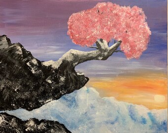 Acrylic Painting, original of The Mystery Painting Cherry blossom tree