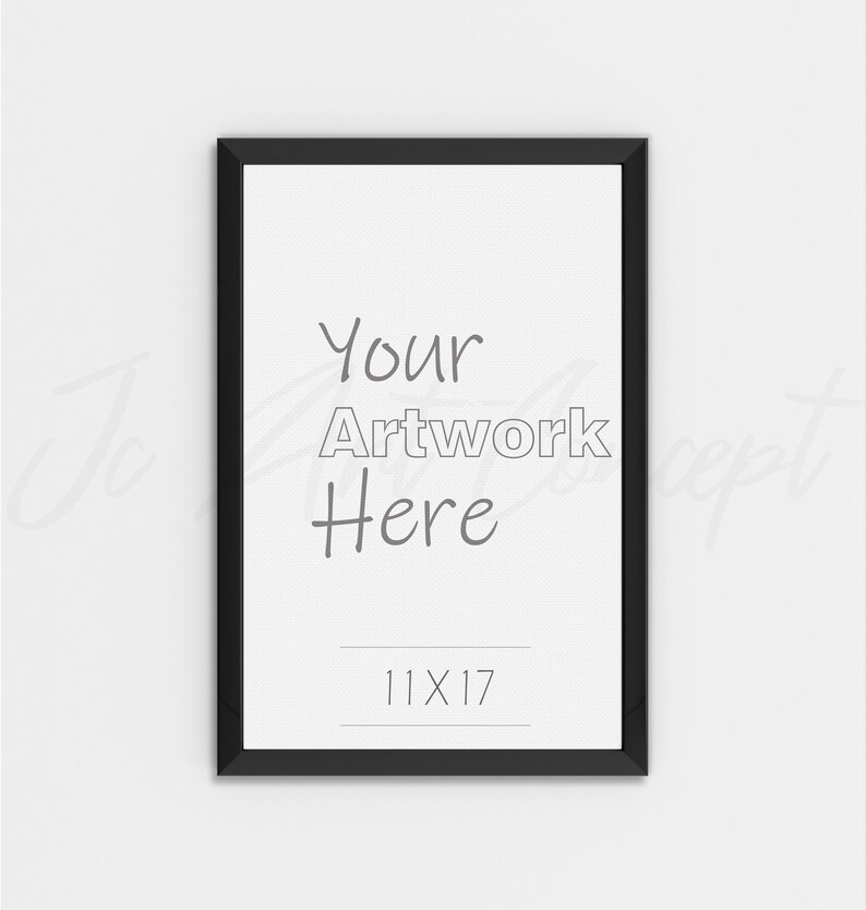 Download 11x17 Black Frame Mockup on White Plain Wall Background. | Etsy