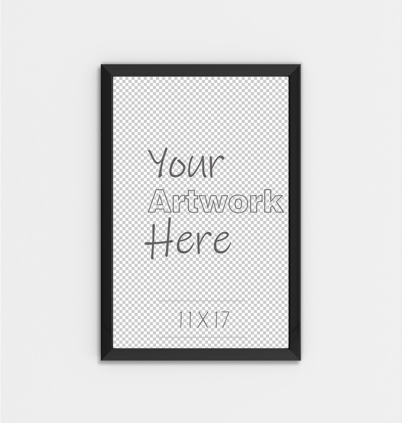 Download 11x17 Black Frame Mockup on White Plain Wall Background ...