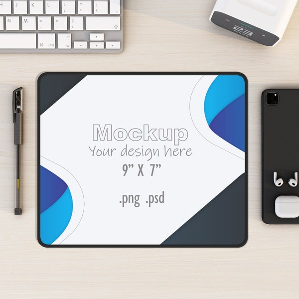 Mouse Pad Mockup 9"x7" Mousepad Mockup Rectangular Mousepad Mockup Blank Mouse Pad Mockup