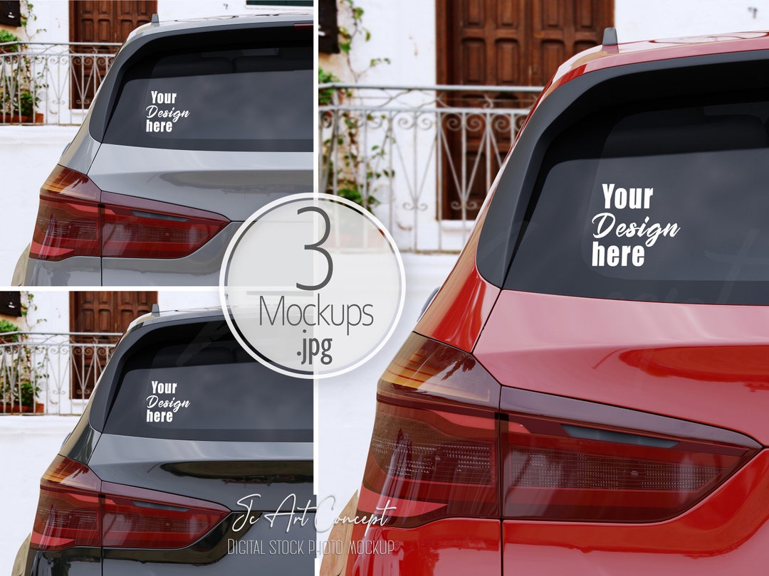 Car Decal Mockup, for Your Car Decals Presentation. Car Window Mockup