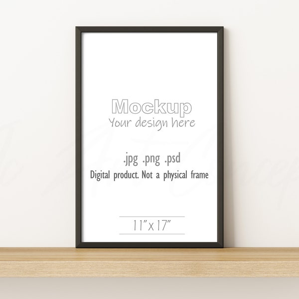 11x17 Black Frame Mockup. Perfect to showcase your mockup photo frame, mockup frames, artwork mockup, mock ups, frame mock up, poster mockup