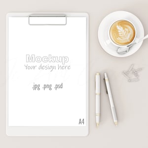 Psd smart object Showcase your work online with digital mockups Png A4 clipboard mockup Jpeg instant download