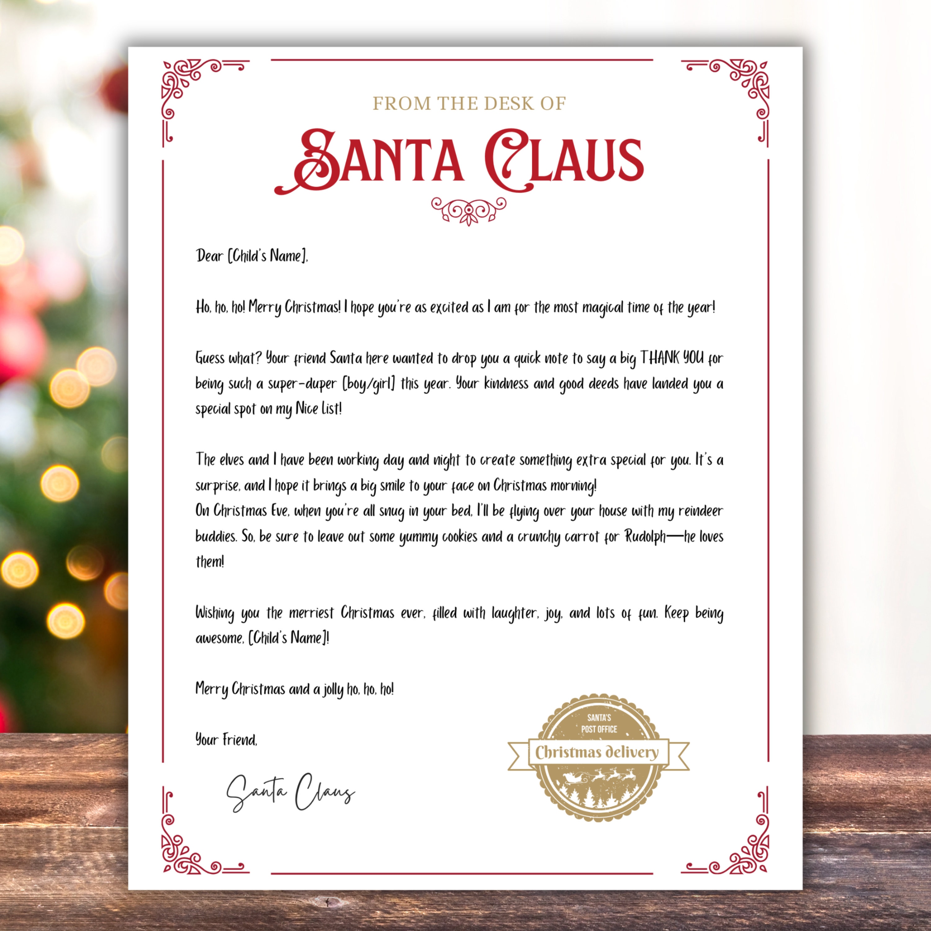 Editable Letter From Santa Printable Offical Nice List Certificate ...