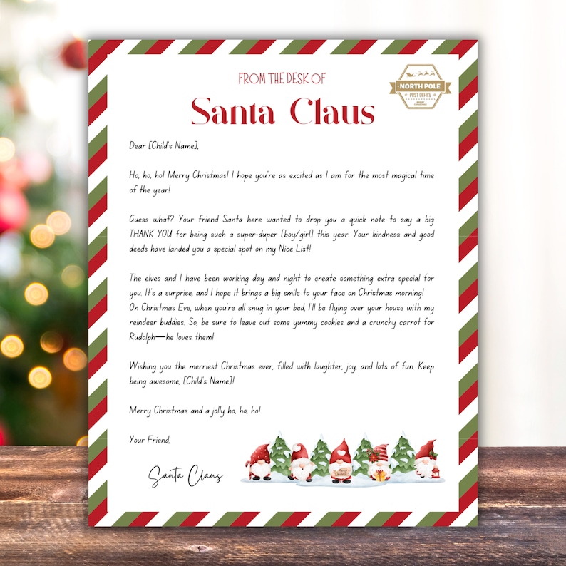 Editable Letter From Santa Printable Offical Nice List Certificate