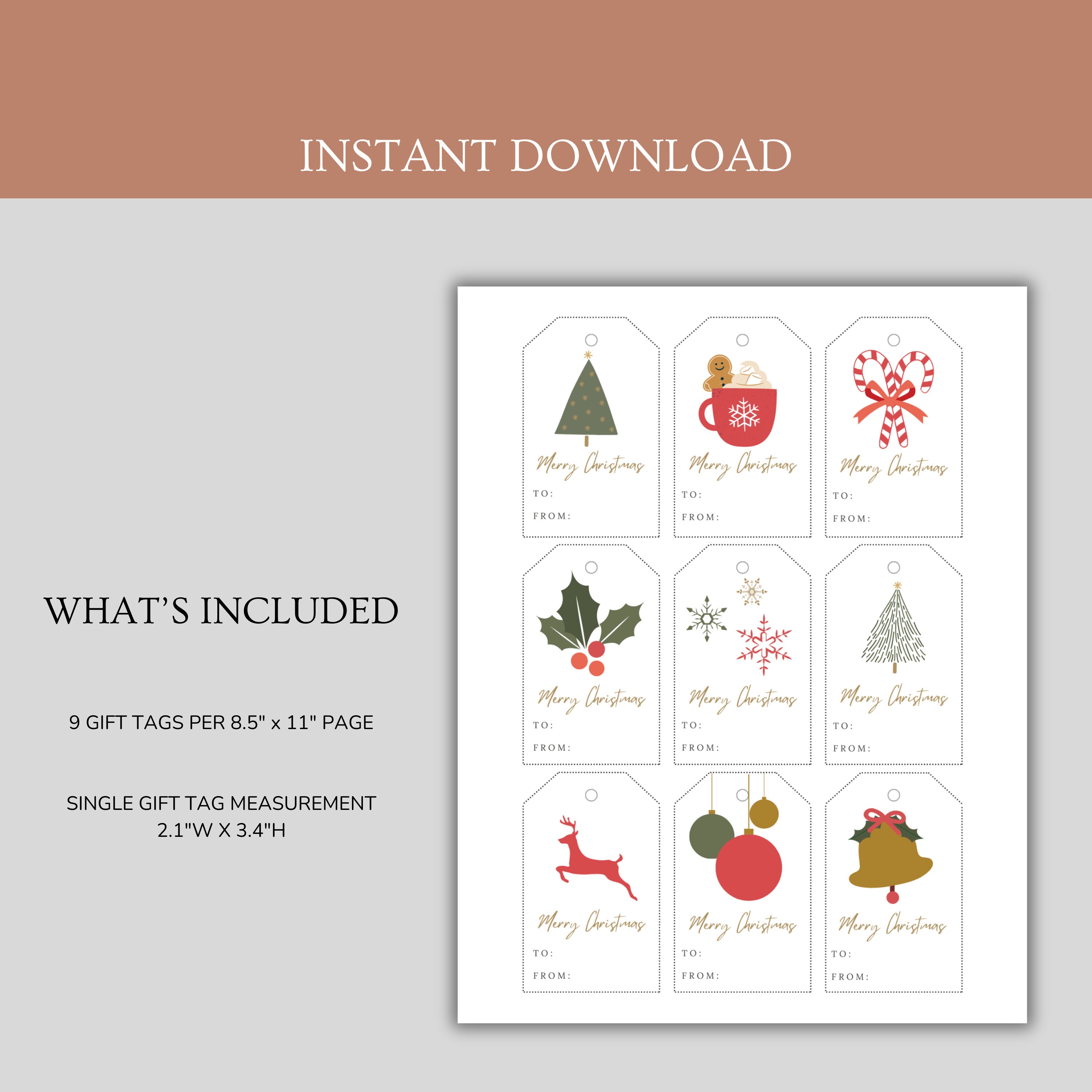 Christmas Gift Tags, Printable Holiday Labels (digital Download) - Etsy