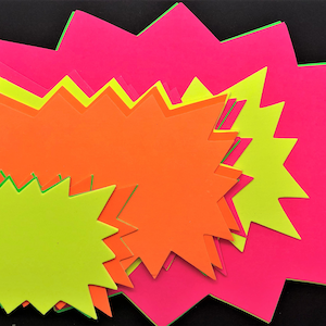 Neon Fluorescent Assorted Star Flash Cards Pack of 50 High Quality 
