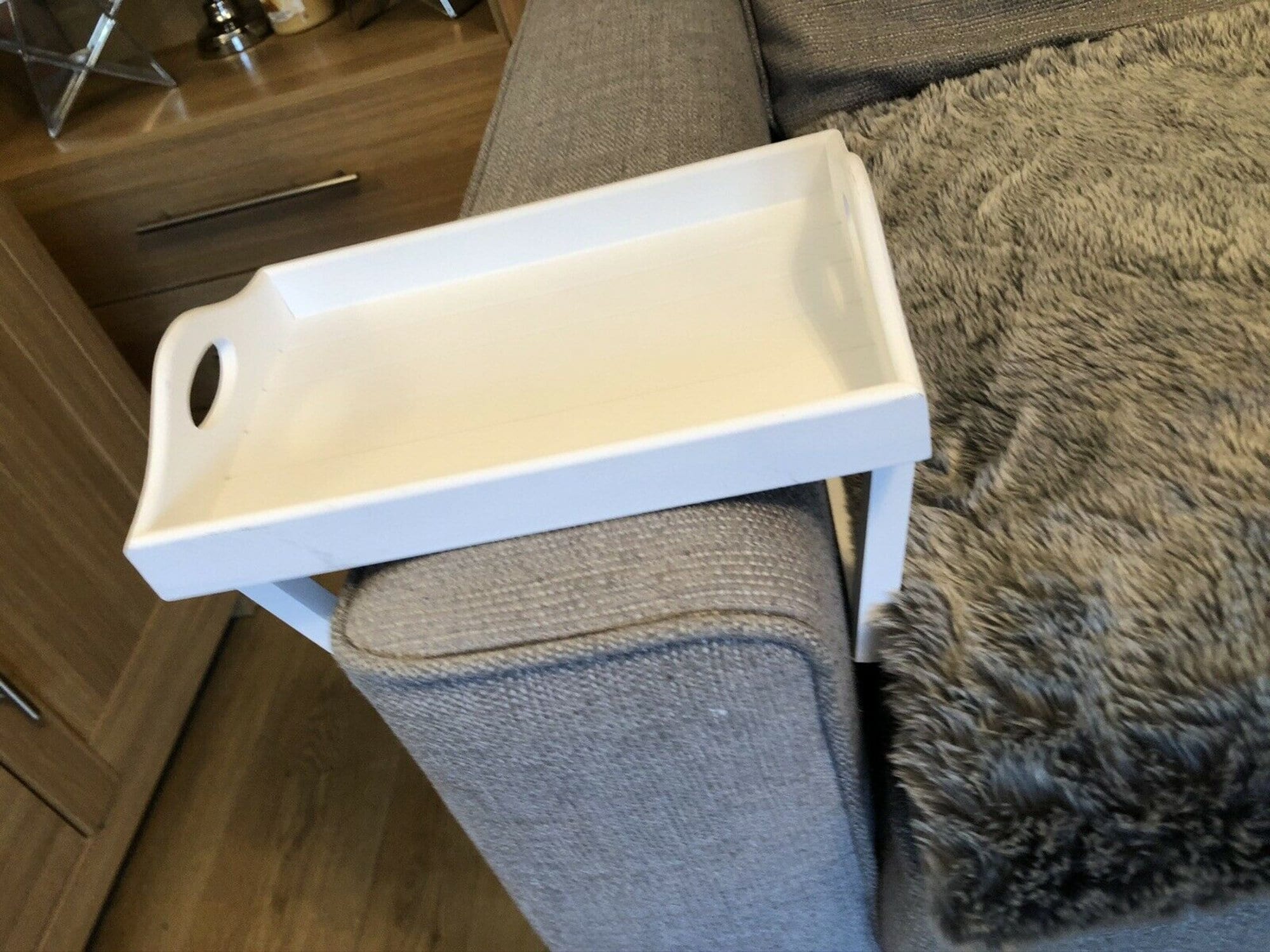 Wooden Sofa Tray Arm Chair Tray White Or Grey Snack Etsy