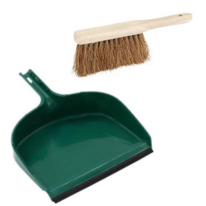 Extra Large 40 x 34 x 9 cm Dustpan and 28 x 5 x 12 cm Brush Set Outdoor Dust Pan Scoop with Stiff Hand Brush for Cleaning, Home and Garden image 1