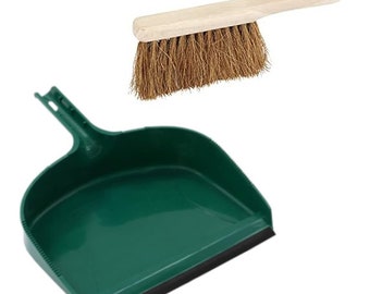 Extra Large 40 x 34 x 9 cm Dustpan and 28 x 5 x 12 cm Brush Set Outdoor Dust Pan Scoop with Stiff Hand Brush for Cleaning, Home and Garden