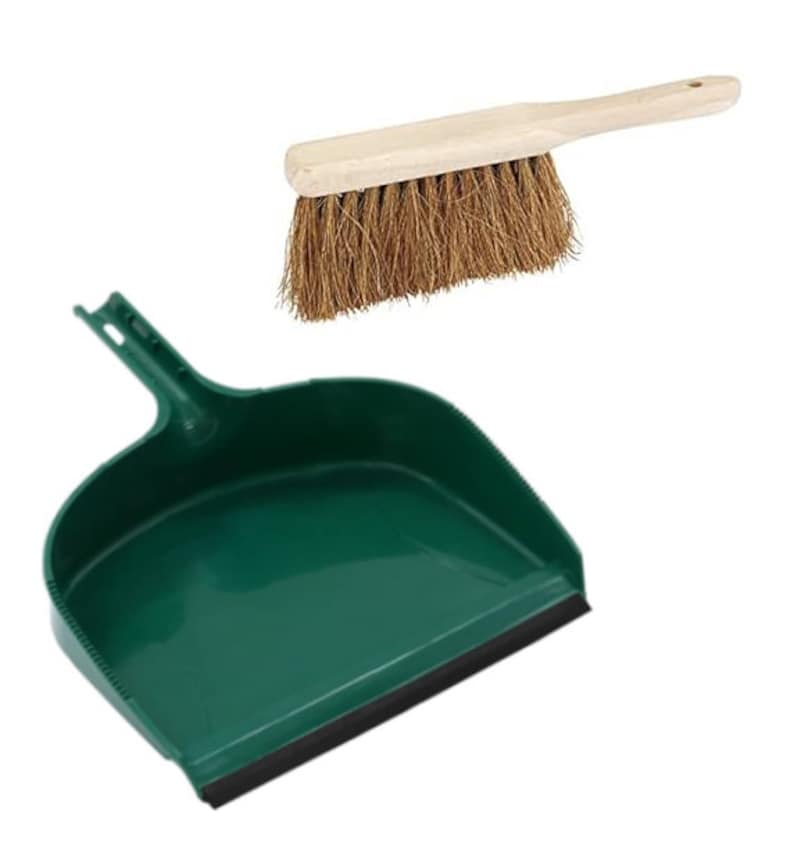 Extra Large 40 x 34 x 9 cm Dustpan and 28 x 5 x 12 cm Brush Set Outdoor Dust Pan Scoop with Stiff Hand Brush for Cleaning, Home and Garden image 1