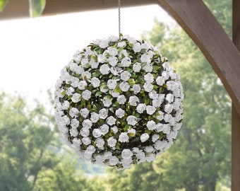 28cm UV Protected Rose Ball  Topiary Hanging Flower Ball  for Home Birthday Wedding Suitable For Indoor/ Outdoor