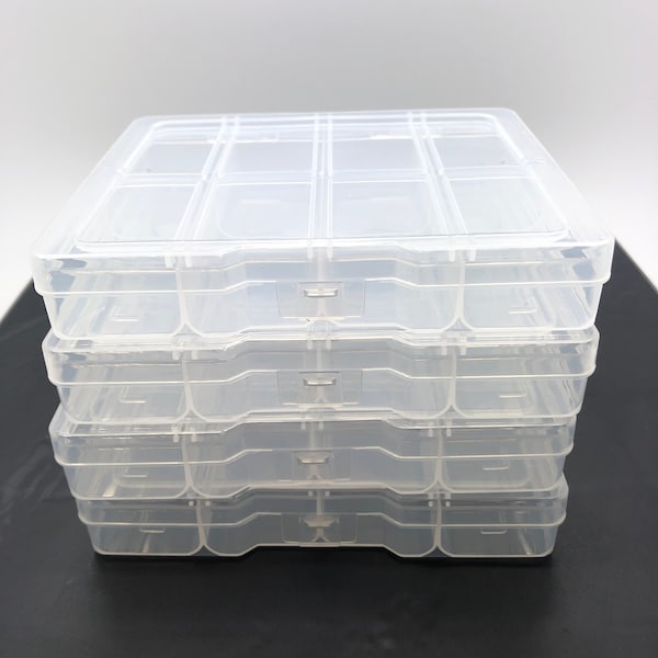 Pack Of 4 - Small Storage Box 6 Compartment - Ideal For Keepsakes , Craft Materials , Fixing , Bits & Bobs