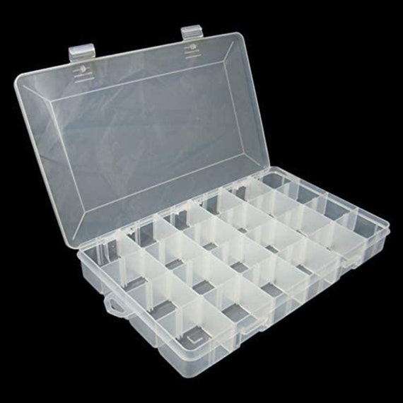 Plastic Organizer Box, 5 Pcs 18 Big Girds Plastic Organizer Box with  Adjustable Dividers, Clear Compartment Organizer Box for Bead, Tackle,  Jewelry, Craft (White) 