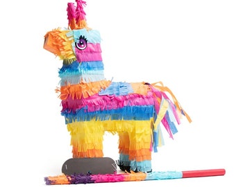 Party Esel Pinata mit Basher & Augenmaske Unisex Gesellschaftsspiel Karton Pinata mit Stock Basher und Augenbinde Augenmaske Set