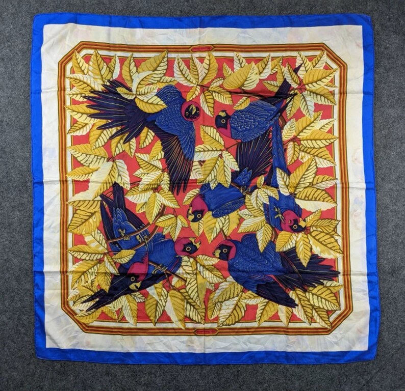 Shops Hermes Les Perroquets by Metz Silk Scarf