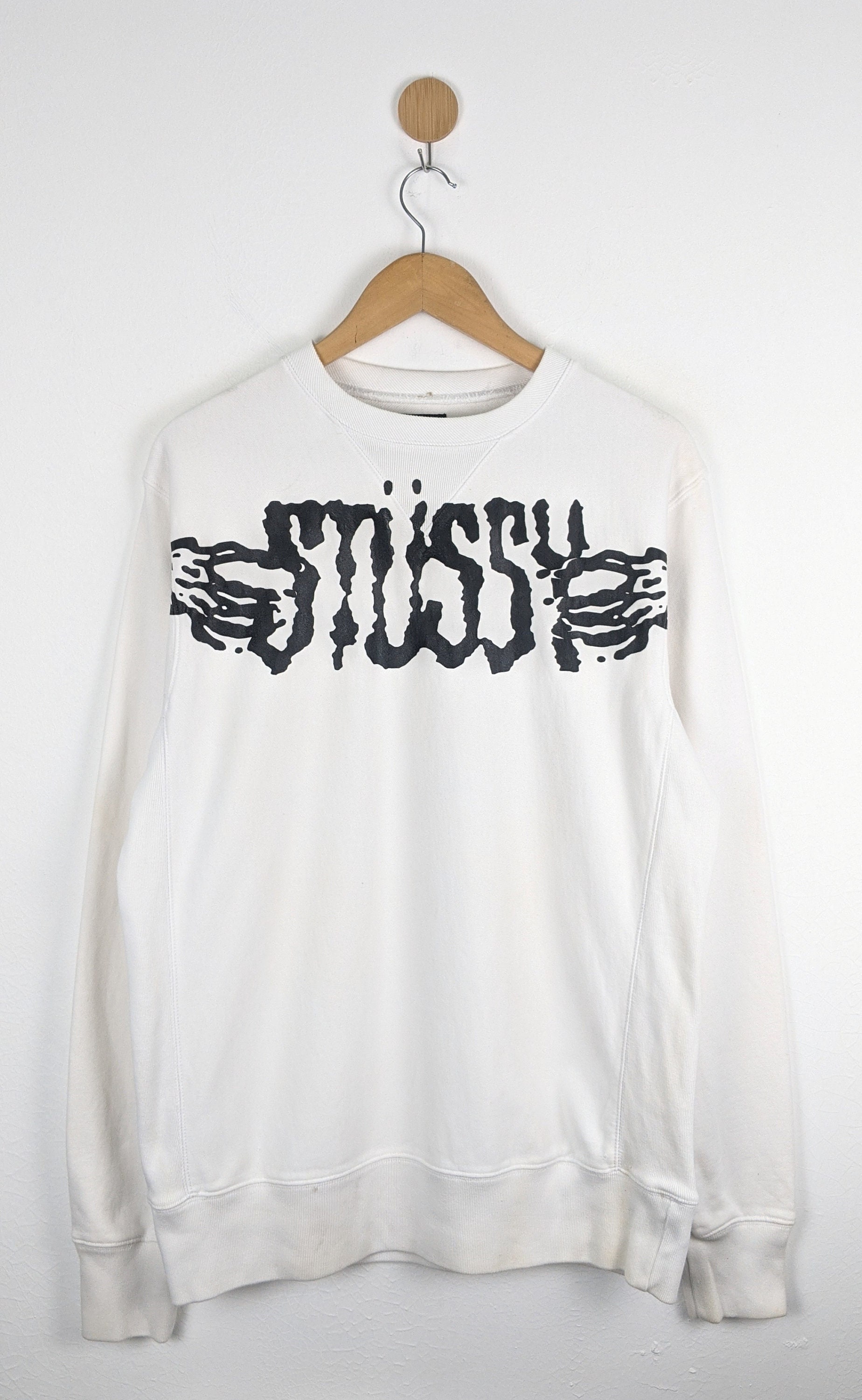 90's Stussy Monogram Long Sleeve Cotton Shirts Black - Size M
