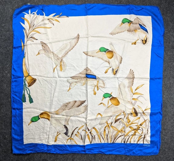 Gucci Mallard Bird Silk Scarf